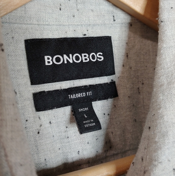 Bonobos Tailored Button‎ Down Collar Long Sleeve Shirt Gray Speckled Large Short - Picture 7 of 9